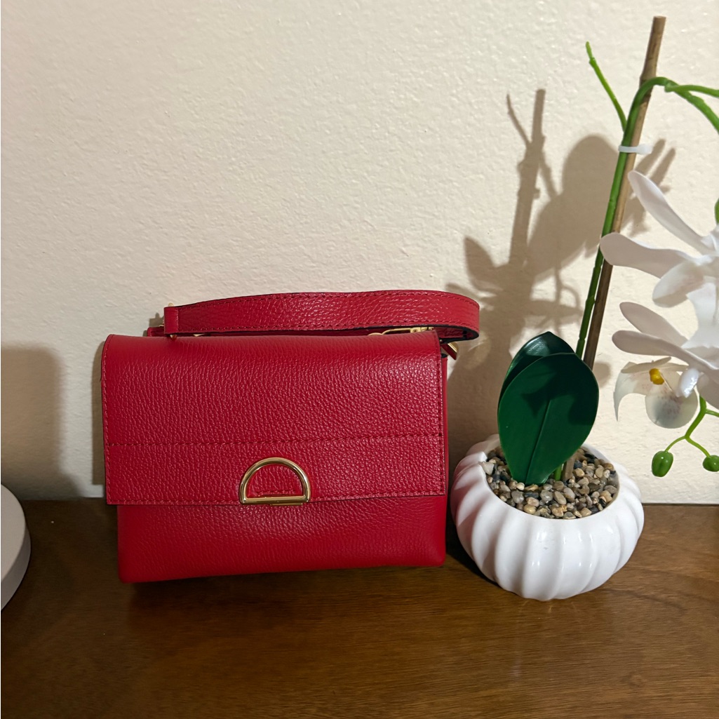Chic Red Clutch With Gold Accent